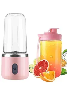 KS APPLIANCES Portable Juicer Fruit Blender with Detachable Blade Multi-Function Rechargeable Electric Juice Machine Multicolor (400ML)
