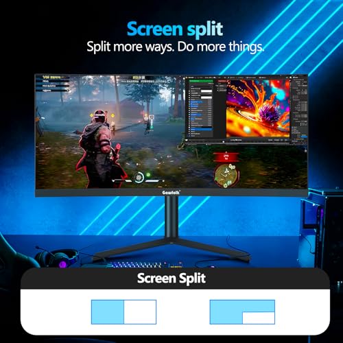 Gawfolk 34 Zoll Ultrawide Curved Gaming Monitor 165Hz, 3800R UWQHD PC Bildschirm mit Lautsprecher, Gebogenes Computerbildschirm mit Höhenverstellbarer und Pip/PBP, DP, HDMI, VESA 100 * 100MM 5