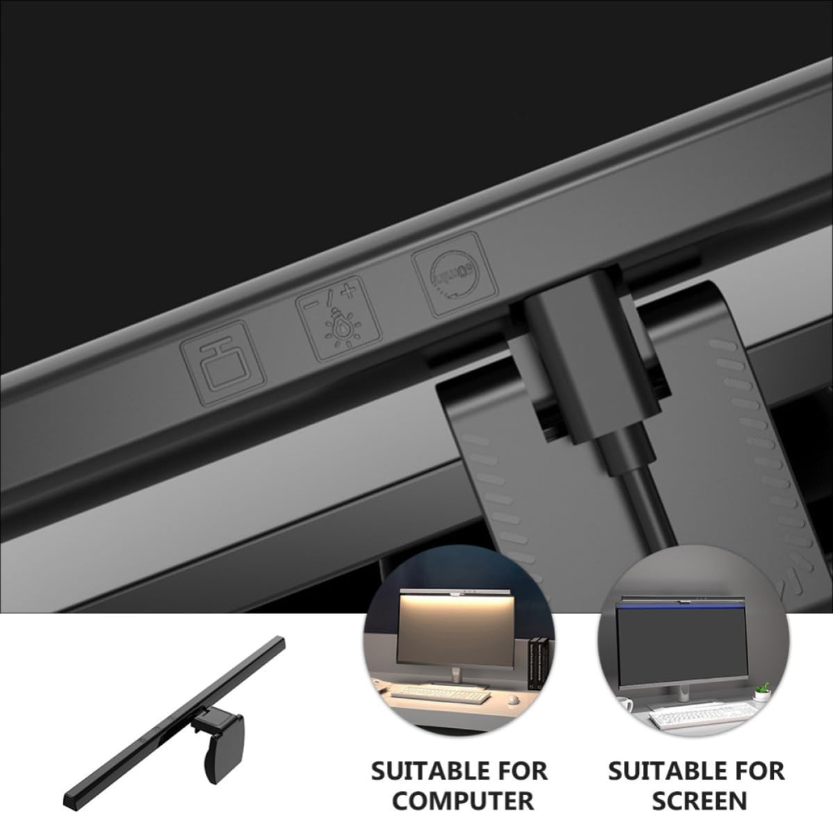 SHERCHPRY Lámpara LED Protección Ocular Material Abs y Aleación de Aluminio Luz Asimétrica Ajustable para Monitor de Computadora Portátil Adecuado para Uso en Escritorio