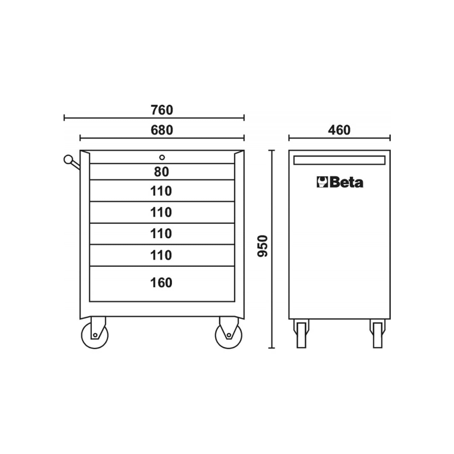 Beta Cassettiera 6 cassetti con assortimento 196 utensili C04BOX VU M. 024002201