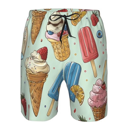 Cute Ice Cream Popsicle Summer Dessert Vintage Men's Quick Dry Swim Trunks Surfing Beach Mesh Board Shorts4