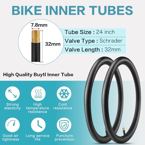 2 Pack 16/20/24 X 1.75/1.95/2.125 Bike Tires 16/20/24 Inch