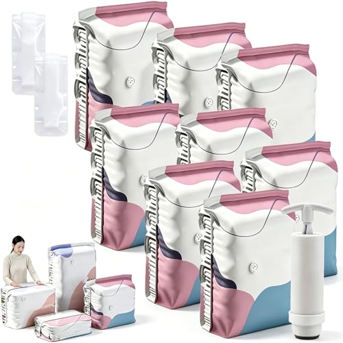 Image of No‑pump Vacuum Storage Bags - 3-Sec Fast Compression, 80% Space Saving, Upgrade Reusable Large 3d Cube Vacuum Seal Bags, Keeps Clothes Dry & Dust‑Free, Press & seal,L /31.5 x 39.4 x 11.8 in:8Pcs