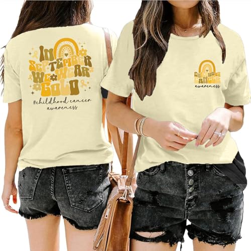 Childhood Cancer Awareness Shirts Women in Septmber We Wear Gold Shirt Gold Ribbon Cancer Warrior Support Awareness Tee Tops2