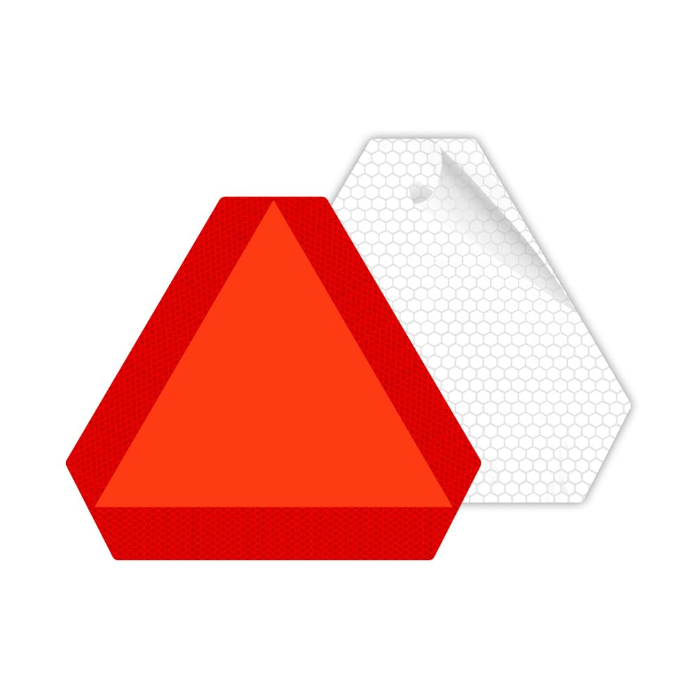 Pegatina pequeña de movimiento lento, señal de vehículo lento, 7 x 8 pulgadas, pegatina triangular reflectante de grado diamante, accesorios para carrito de golf, paquete rojo de 02
