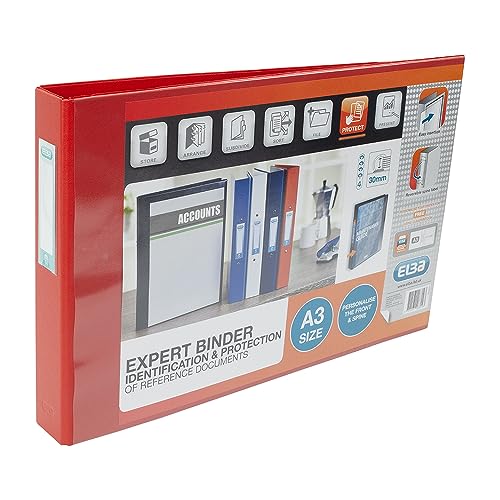 Bantex Ringbuch, Format A3, Querformat, Rücken 30 mm, PVC, 4-D-Ring-Mechanik, Rot