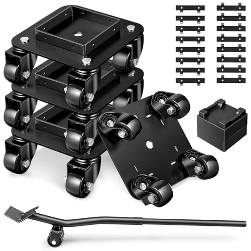 KEDSUM 1500LBS Furniture Movers with Wheels, Heavy Duty Furniture Dolly Set of 4, Dolly Kit Furniture Mover with Removeable Baffles for Appliance, Sofa, Pool Table