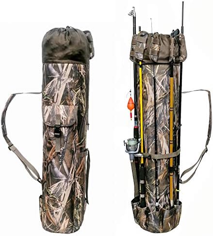 Allnice Fishing Tackle Bag Oxford Fishing Rod Case Portable High-Capacity Fishing Pole Carry Organizer Outdoor Waterproof Fishing Tools Storage Bag for Fisherman(Camo)