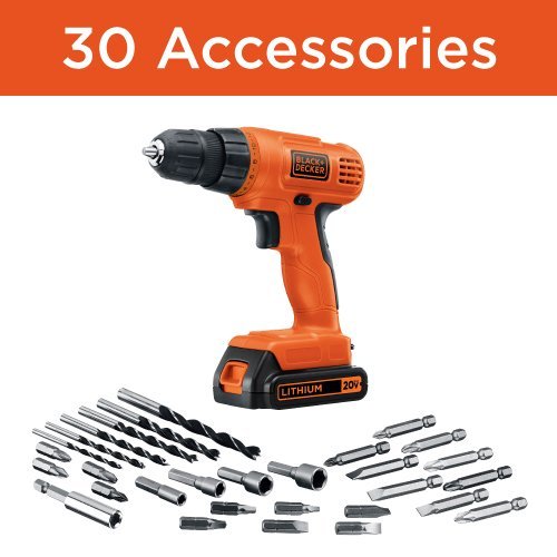 BLACK+DECKER 20V MAX* POWERECONNECT Cordless Drill/Driver + 30 pc. Kit (LD120VA) - Image 6