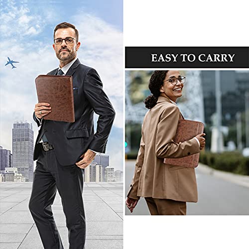 Image of ProCase Portfolio Business Padfolio Folder with Zipper, Conference Meeting Executive File Legal Document Organizer with Pockets Letter Size A4 Writing Pad Notepad Padfolio -Brown