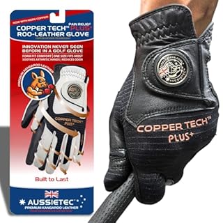 Copper Tech Men's Golf Gloves - Optimal Wrist Support with Copper Infused Thread - Kangaroo Leather Palm - Perfect for Summer & Fall Golfing - Golf Gloves Men (Hand Orientation: Left or Right)