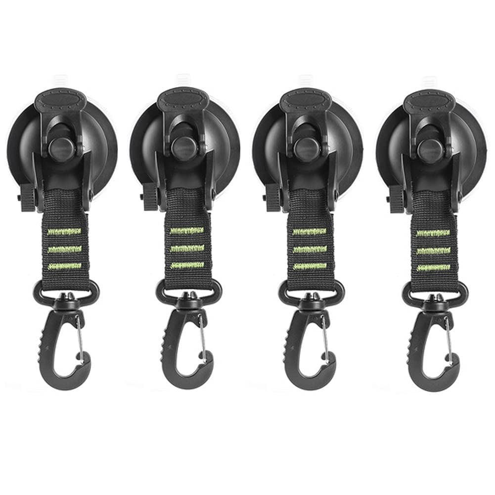 Alnicov Heavy Duty Suction Cup Anchor with Securing Hook,Camping Tarp Accessory for Camping Car Van Truck Boat and Home(4pcs,Green)