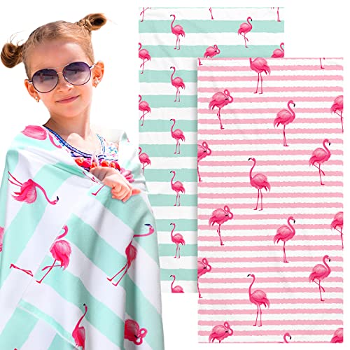 Yahenda 2 Packs Beach Towel for Kids Quick Dry Beach Swimming Bath Pool Towel for Kids Girls Travel Shower Swimming Camping, 28 x 55 Inch