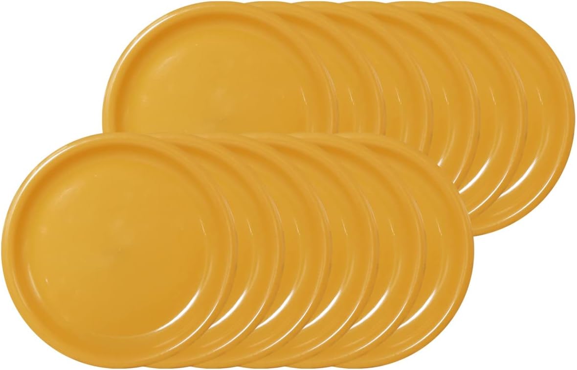 Microwave Safe Unbreakable Plates Set, 12 Pcs Half Plate, Yellow Color