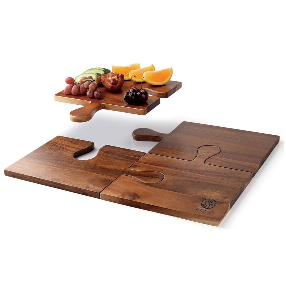 Dryfish Home Wooden Cheese Board - Jigsaw Cut, 50.04 cm x 39.88 cm