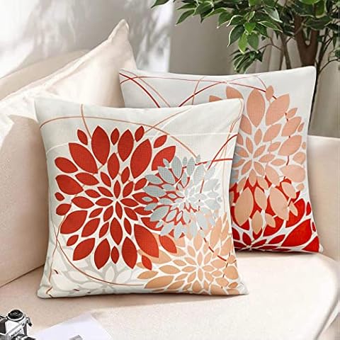 Fundas Cojin Naranja Y Gris 40x40, 2 Piezas Cover