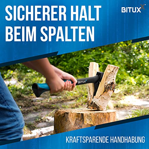BITUXX Spaltaxt Spaltbeil Axt Beil Spalthammer Spaltkeil Fiberglas Forst Set - Die Perfekten Werkzeuge für Garten und Wald (Spaltaxt 1000g) – Bild 6