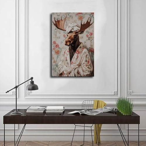 Poster sur toile élan en peignoir décoration murale design 40x60 - 3