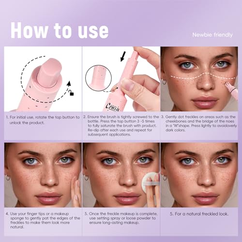 Noerrors Freckle Stamp Pen, Magischer Fake-Freckles-Marker, Schnell trocknend, lebensecht, wasserfest, lang anhaltender flüssiger Fake-Freckle-Fleck für natürlich wirkendes Sonnen-Makeup in Hellbraun