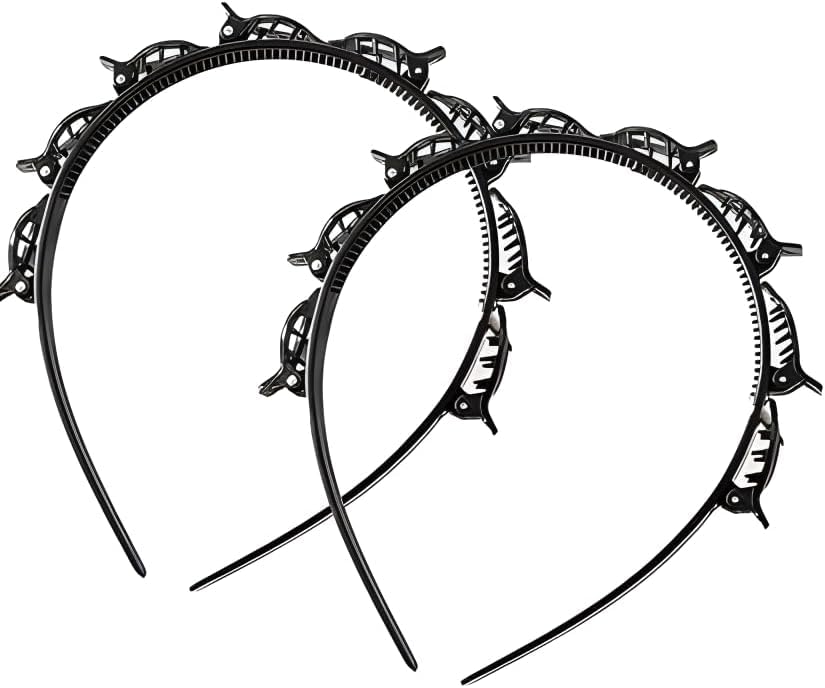 Diademas trenzadas de doble capa trenzadas, 2 piezas de flequillo, diadema de horquilla de doble flequillo, diadema trenzada coreana, diadema trenzada de doble capa