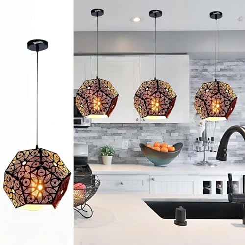 Image of DECOHOME Modern Hanging Ceiling Lamp Lights for Home & Decor | Premium Finish Pendant Light for Living Room, Bedroom & Dining Area | Stylish Indoor Lighting | Chandelier Lights (Geo-Gold)