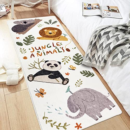Abreeze Kids Runner Rug 5.3Ft,Animals Area Rug Play Mat For Kids Non Skid Washable Animal Throw Rugs Cute Cartoon Floor Carpet For Living Bedroom Study Nursery Dorm 2'X5.3',White #TOP11