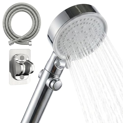 Soffione Doccia Alta Pressione Anticalcare con Tubo 200 cm e Supporto Universale