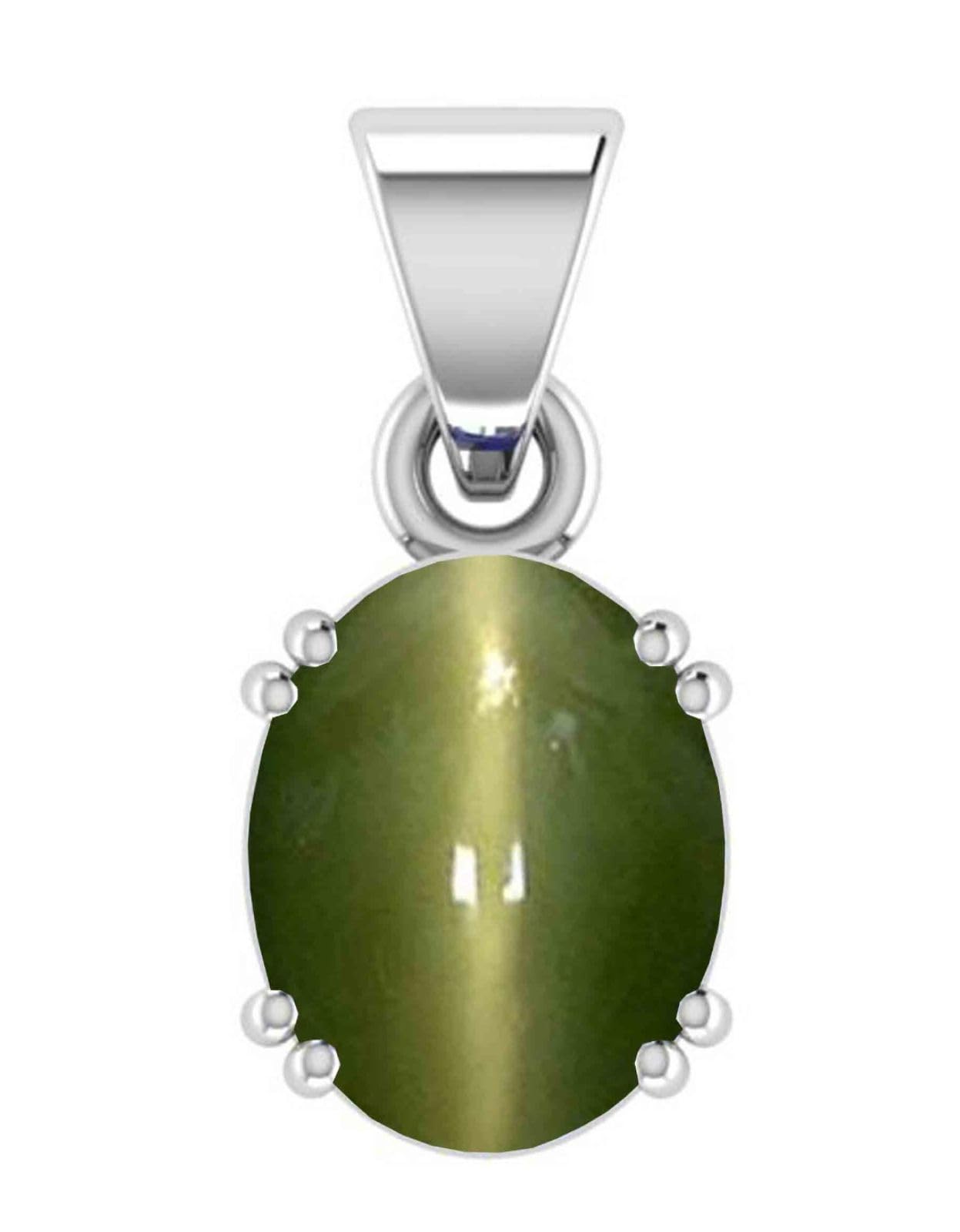 14.00 Carat A+ Quality Cat's Eye Gemstone Pendant Silver Plated for Men and Women's