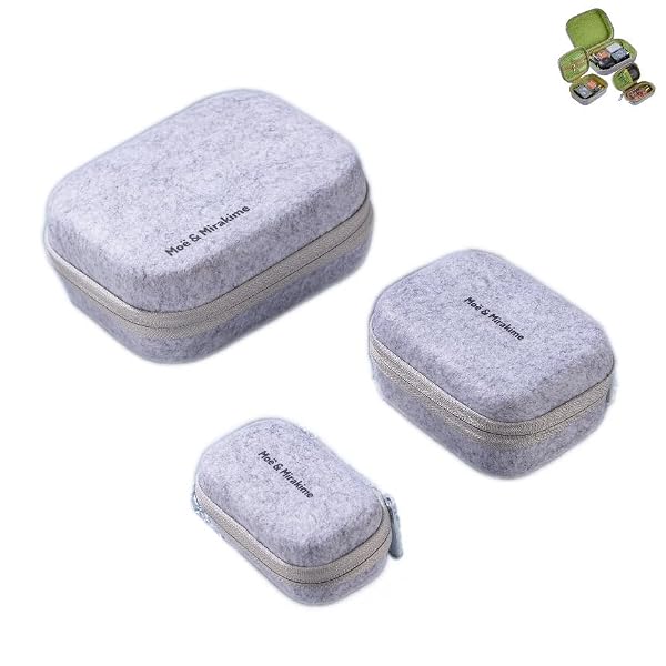 Zestaw 3 Sztywnych Etui Organizer S/M/L – na Dysk Zewnętrzny 2.5", Organizer na Kable USB, Karty SD, Pendrive, Słuchawki i Małe Akcesoria – Etui Podróżne Hard Case Szare