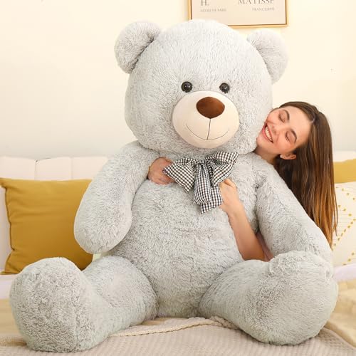 Image of MaoGoLan Giant Teddy Bear Plush 5 Feet, Life Size Large Stuffed Animal 5 Feet,Soft and Fluffy Big Teddy Bear Gift for Baby Shower,Christmas,Valentines,Gray