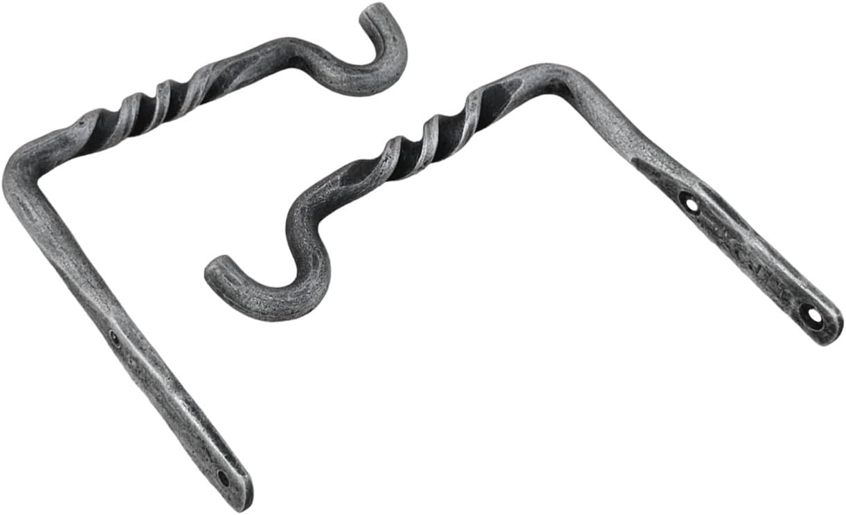 Hand Forged Twisted Hanging Plant Hanger Set of 2 Pcs Iron Handmade Wall Hook Hanging Shepherds Hook for Bird Feeders Lanterns and Flower Baskets Farmhouse Heavy Duty Outdoor Garden Plant Bracket