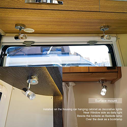 Thalassa 12V Rv Reading Light With Usb Port Adjustable Touch Dimmer Switch, Flexible Polished Chrome Body And Acrylic Lampshade, Diameter Install On Rv Caravan Trailer Car Boat Ship #TOP6