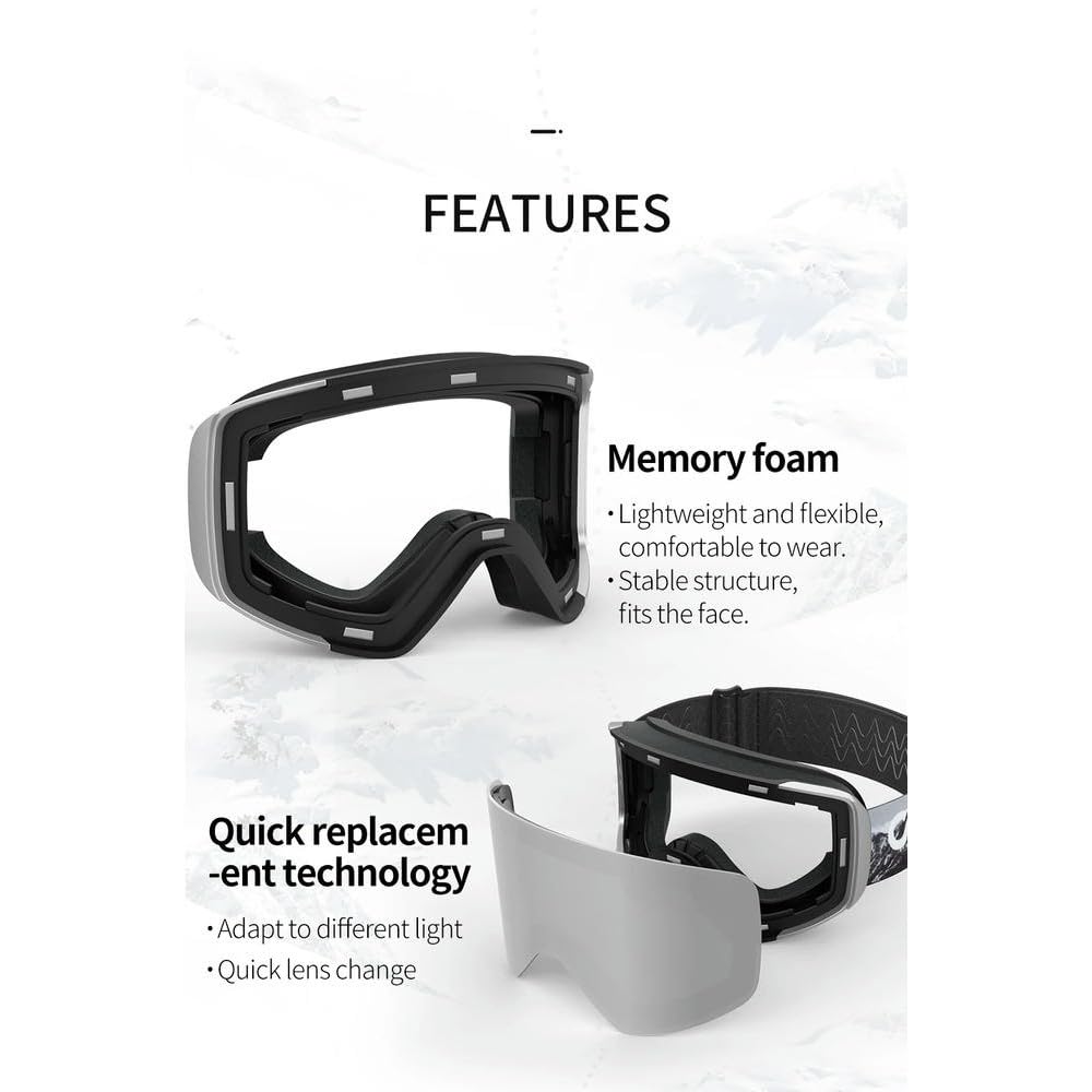 Masque de Ski Masque de Snowboard pour Hommes Femmes Étui à lentilles Jaunes Kit de Lunettes Cylindrique Protection UV400 Lunettes de Neige Adulte