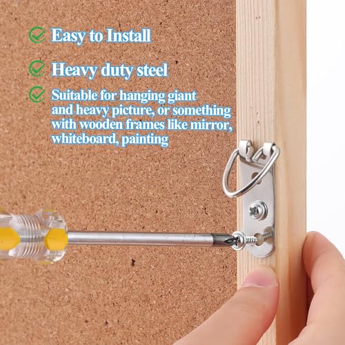 Image of 8 Sets Heavy Duty Picture Hangers D-Ring Frame Hanging Kit with Screws, 3 Holes Stainless Steel Mirror Hangers for Wall, for Hanging Mirror Frames Pictures Paintings Clock
