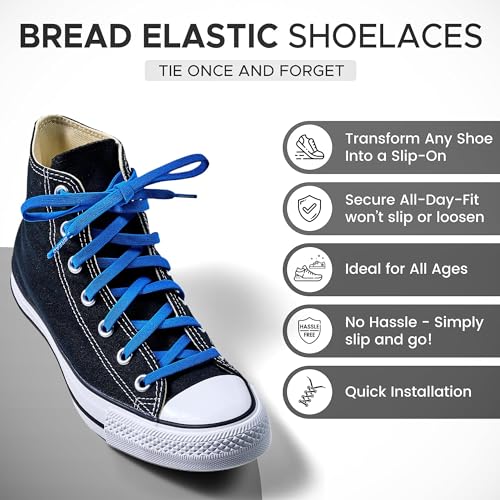 Image of Bread Elastic Shoelaces - Tie Once, Slip On Convenience - Premium Stretch Laces for Boots, Running Shoes, and Everyday Wear