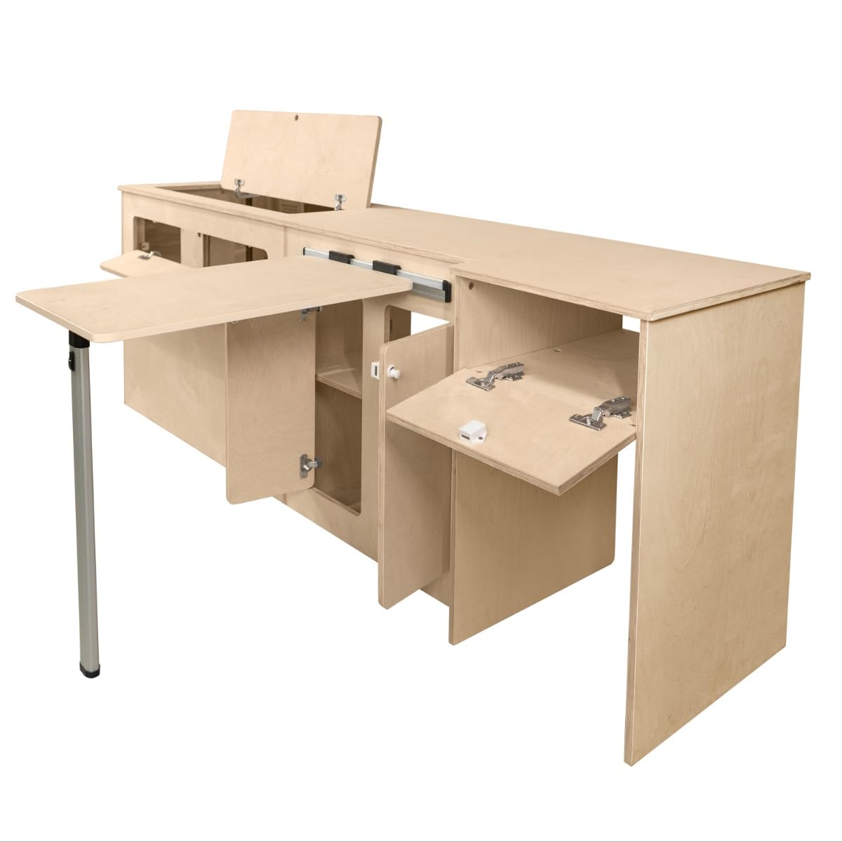 Monster Shop Cucina Van Multifunzionale in Betulla 15mm per Camper VW T5/T6 & Campervan - Ampia Area Lavoro, Tavolo Ribaltabile, Vani Portaoggetti, Spazio per Frigorifero