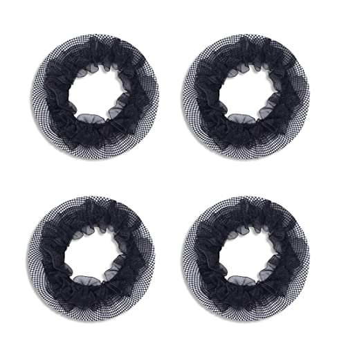 Filet Cheveux, 4 Pcs Filet à Chignon, Élastique Cheveux Chignon, Filet Chignon Invisible, Filet de Cheveux pour Dormir, Idéal pour Danseuse et Infirmière (Noir)