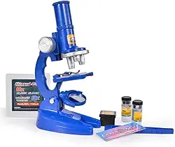 Microscópio Infantil Educativo, 450x LED, Kit Laboratório com Acessórios Escolares