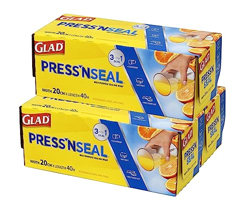 プレスンシール glad ラップ 【真空パックのような密着感】(蜜蝋ラップ や 野菜保存袋 代わりにも！)【小さな器に長く使える! 日本向けモデル】[ GLAD (グラッド)] プレスアンドシール mini(20cm×40m)×3本（Amazon）