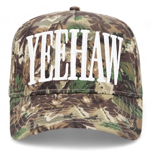 Yeehaw Vintage Trucker Hat | Premium Snapback Baseball Hat for Men & Women (US Alpha One Size Camo)