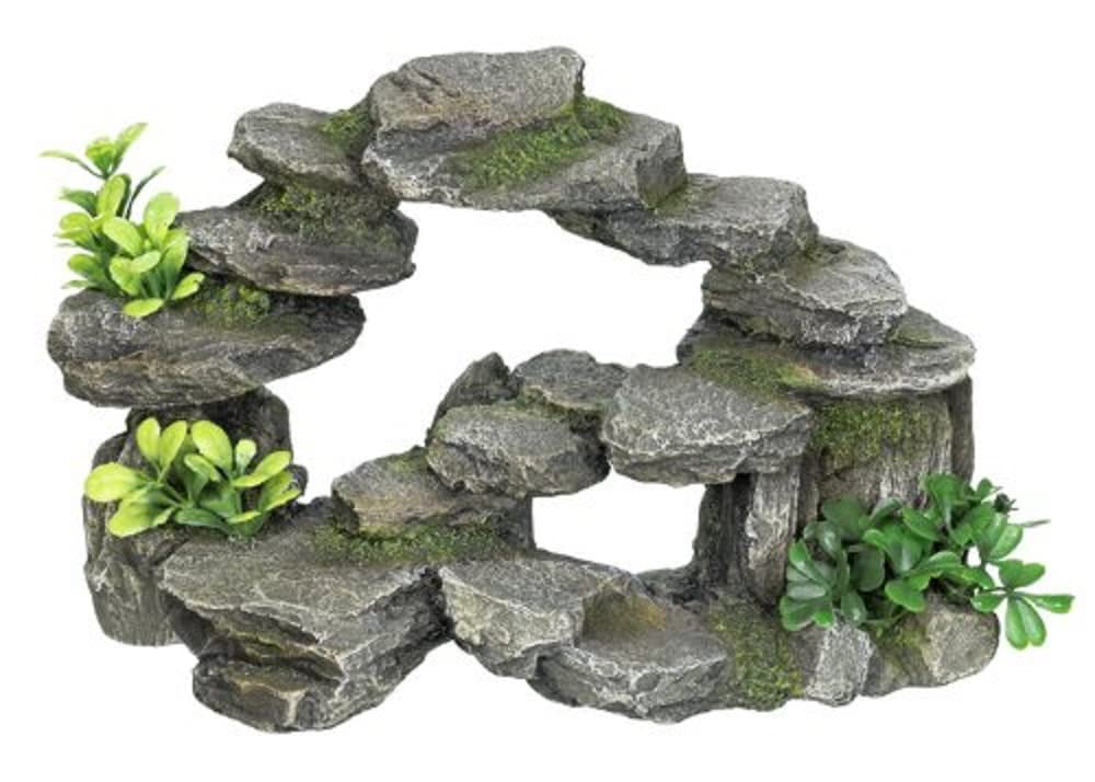 Nobby Rocky Arch with Plants Aquarium Ornaments, 26.5 x 15 x 16.5 cm