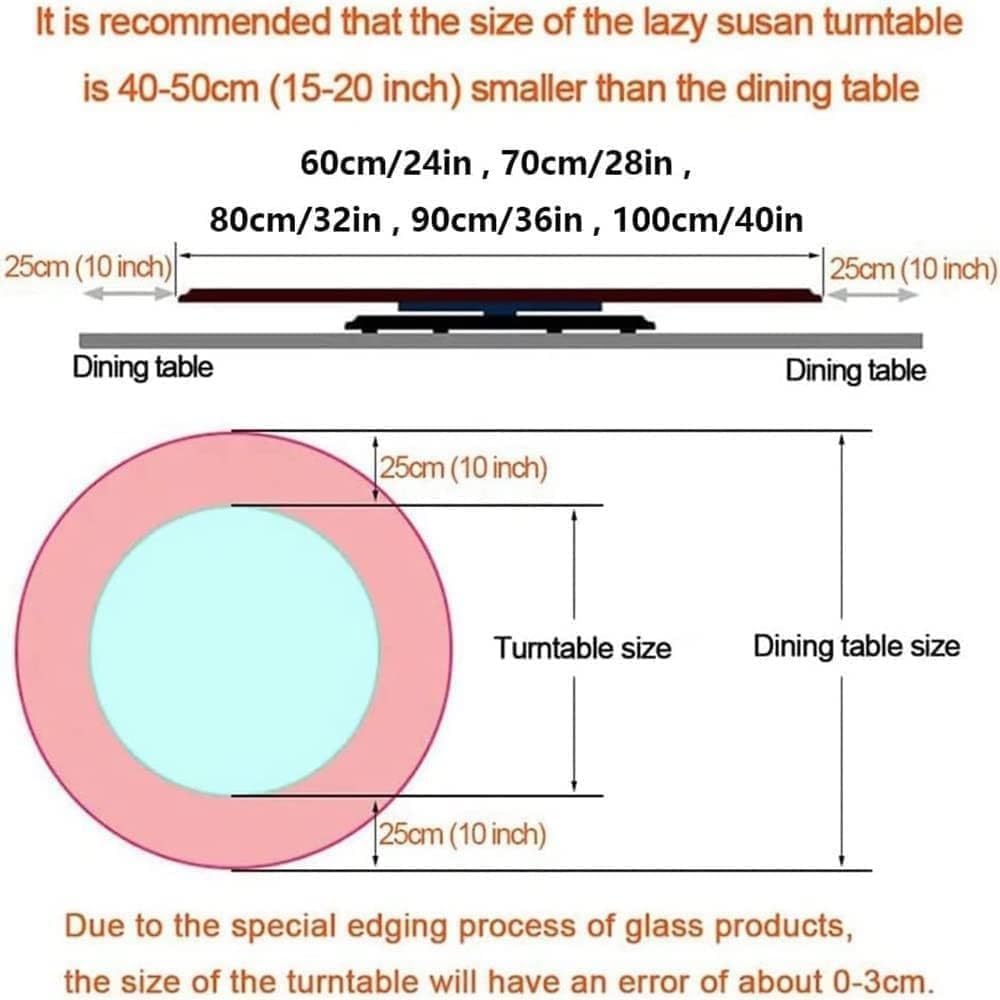 Plateau Tournant en Verre pour Table De Salle À Manger, Plateau Rotatif De 28", 32", 36", Plateau De Service Rotatif, Rotation Silencieuse Et Fluide, Facile À Partager (90 Cm/35 Po