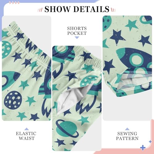 ZZXXB Rocket Galaxy Star Boys Long Pants Soft Trousers Elastic Waist Kids Lounge Bottoms with Pockets S-XL4