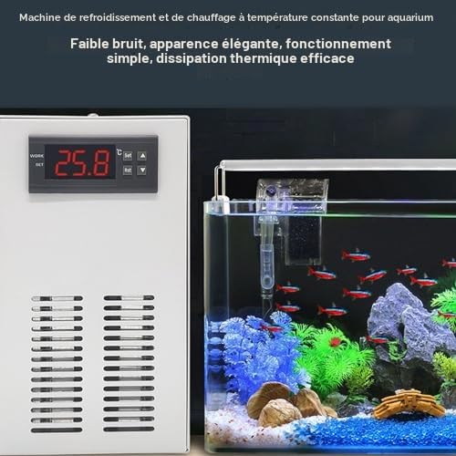 Walfront Refroidisseur D'Aquarium Refroidisseur d'eau à Faible Bruit Refroidisseur D'Aquarium Contrôle Intelligent de la Température pour Aquarium Hydroponique, avec Système de (Prise UE)