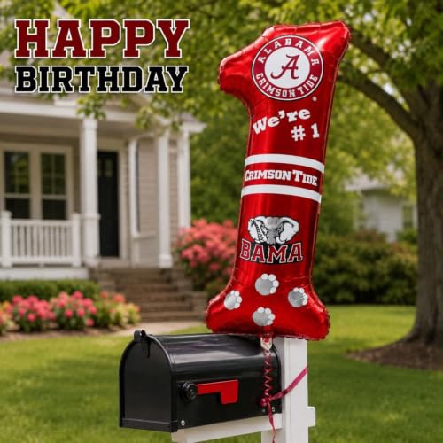 Image of Alabama No. 1 Mylar Balloon, Double-Sided Party Decor-1 pk.- Havercamp | 1 Double-sided Alabama-themed foil #1 balloon for birthdays, tailgates, game days & Crimson Tide fan celebrations.