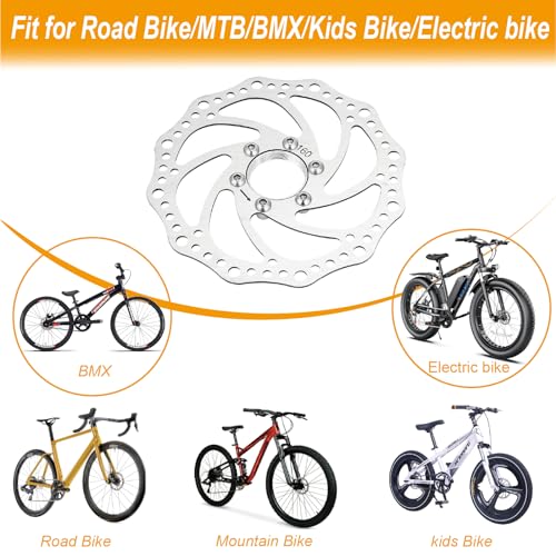 VANSIHO 140MM/160MM/180MM/203MM Bike disc brake rotor with 6 bolts 1PCS Wrench, suitable for moutain bikes/road bikes/MTB/BMX (203mm)