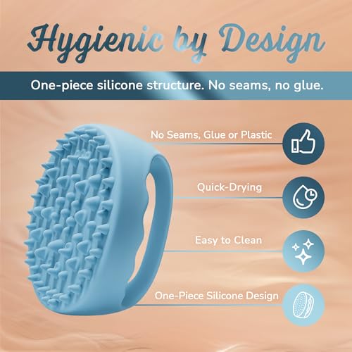 Anti-Cellulite Silicone Massager Brush - Deep Tissue Body Scrubber for Cellulite Remover, Skin Firming & Lymphatic Drainage - Exfoliating Massage Tool with Grip Handle for Legs & Body - Blue