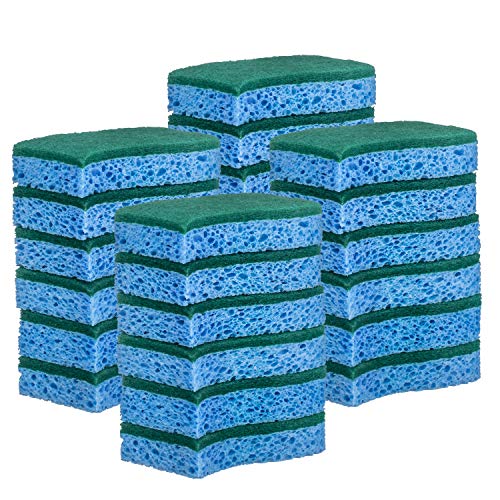 Elite Selection S-Shape Scrub Sponges â€“ Non-Scratch Kitchen Sponges â€“ Heavy Duty Cellulose Scrubbing Sponges for Kitchens, Bathrooms, Housework, and More - [Blue] - 24 Pack