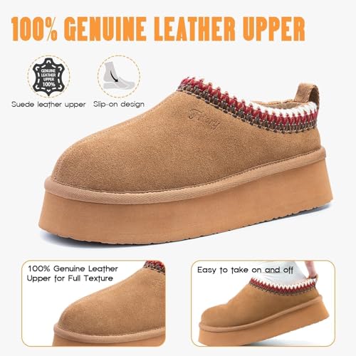 Image of FITORY Women's Suede Slipper Platform Short Mini Boots for Winter | Fur Fleece, Casual Comfortable Shoes, Breathable and Warm, Cozy & Lightweight for Indoor and Outdoor