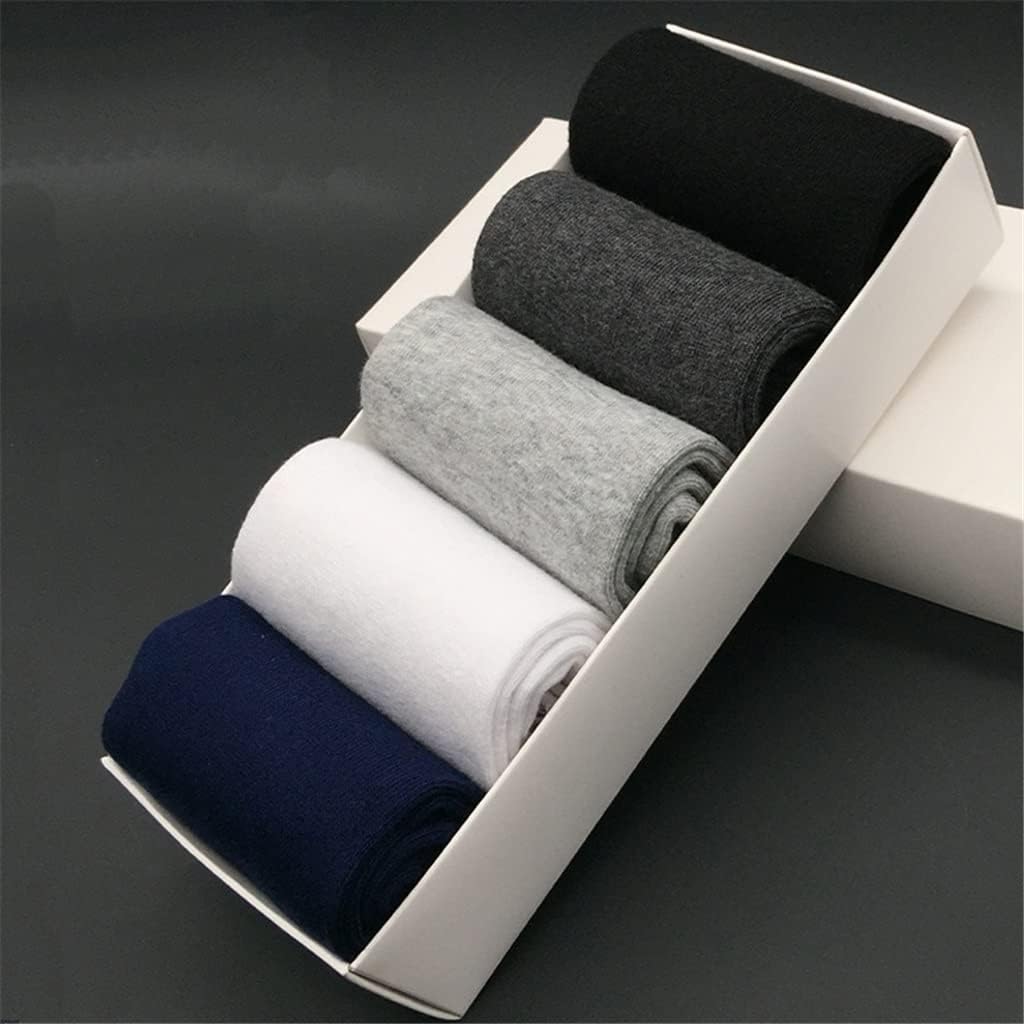 5 Pairs Men Socks Cotton Middle Tube Black Socks Business Daily Wear Casual Socks(Thin)